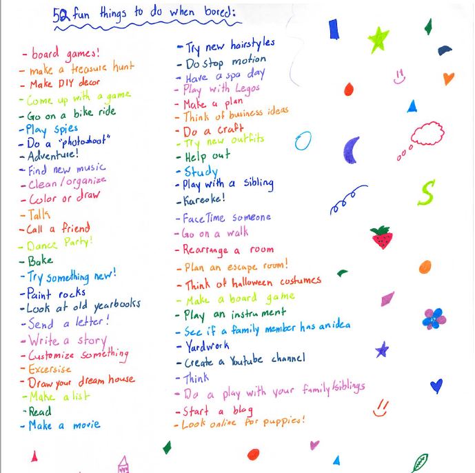 52 Things to Do When You Are Bored