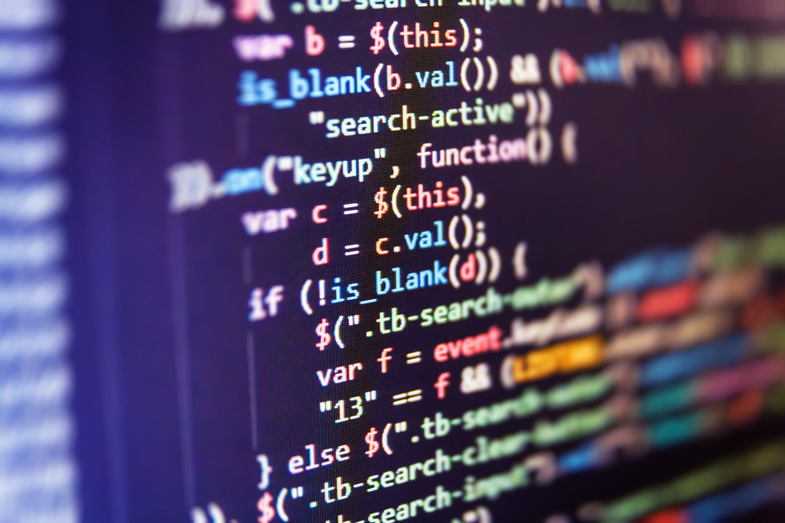 Computer code on a screen